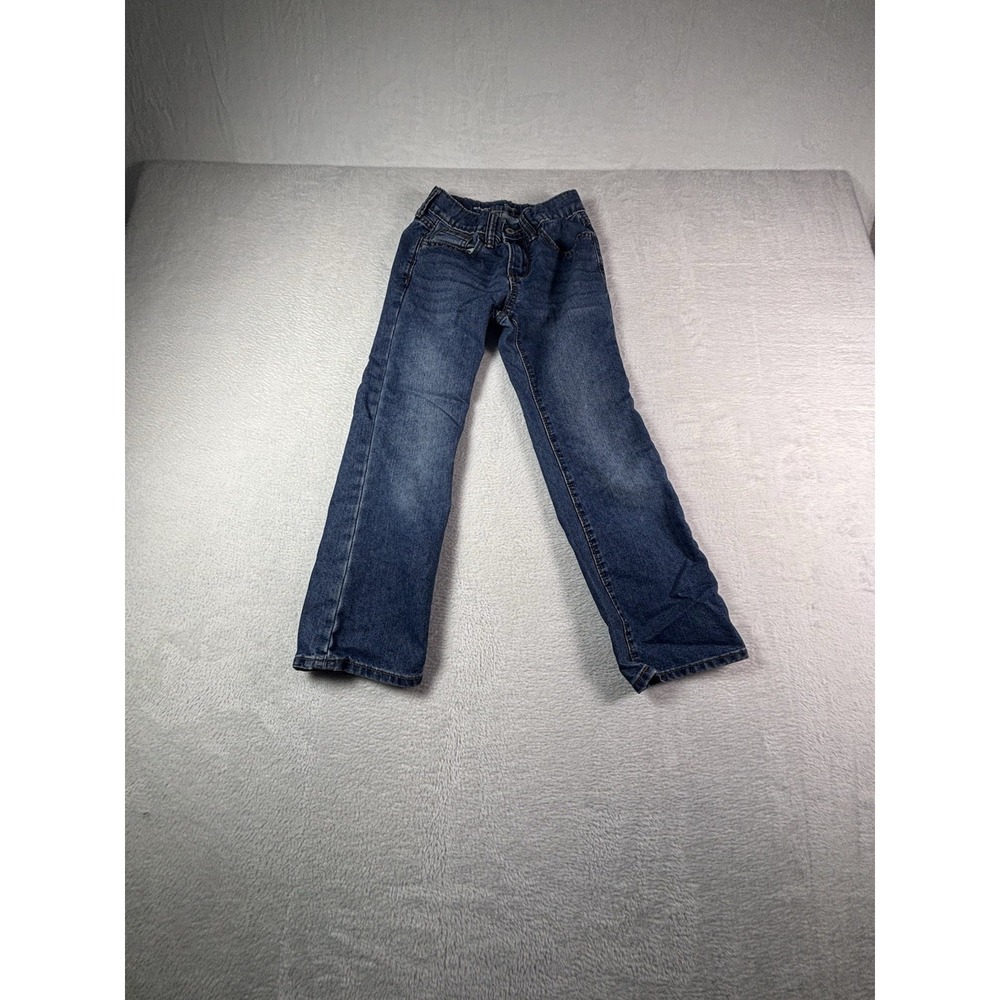 Old Navy Boys Jeans Size 7 Straight Leg Adjustable Waist Medium Wash Blue Denim
